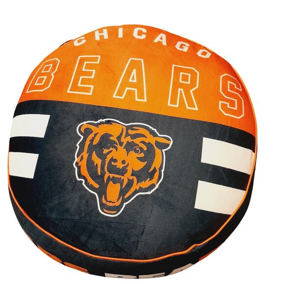 NFL Set (2) Bears 15" Plushie Circle Pillow Chicago Couch Man Cave New - Picture 2 of 4